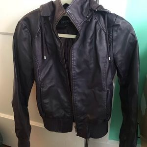 Forever 21 dark purple faux leather jacket S